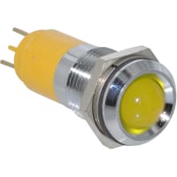 Wamco Inc. Indicator LED Yellow 1000mcd 14mm 12VDC T-1-3/4 Panel Faston/Solder Tab 11mm