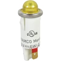 Wamco Inc. Indicator Pnl-Mnt LED Yellow 0.50 In 24V Lens Dome 0.187 Terminals