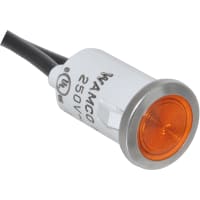 Wamco Inc. Panel Mount Indicator Orange Neon Wire Leads 208 to 250 VAC WL-1030 Series