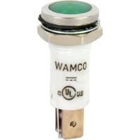 Wamco Inc. LED Ind .50" Green 6V Flush .25 QCT