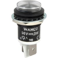 Wamco Inc. Indicator Panel Mount White .69" 14V 3000mcd .25" Terminal Semi-Flush