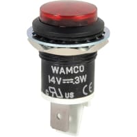 Wamco Inc. Indicator Panel Mount Red .69" 14V 3000mcd .25" Terminal Semi-Flush