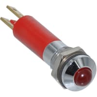 Wamco Inc. LED Indicator Sealed 6mm Prominent Chrome Fixed Red 12VDC Solder