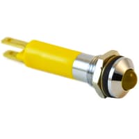 Wamco Inc. LED Indicator Sealed 6mm Prominent Chrome Fixed Yellow 12VDC Solder