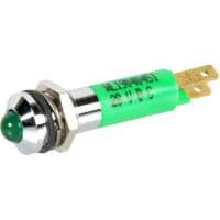 Wamco Inc. LED Indicator Sealed 6mm Prominent Chrome Fixed Green 12VDC Solder