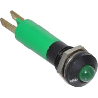 Wamco Inc. LED Indicator Sealed 6mm Prominent Black Chrome Fixed Green 12VDC Solder