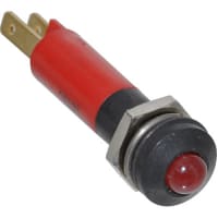 Wamco Inc. LED Indicator Sealed 6mm Prominent Black Chrome Fixed Red 12VDC Solder