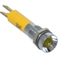 Wamco Inc. LED Indicator Sealed 6mm Recessed Chrome Fixed Yellow 24VDC Solder