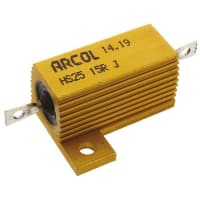 ARCOL HS25 Series Aluminum Housed Axial Panel Mount Resistor, 15Ohms +/-5% 25W