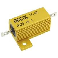 ARCOL HS25 Series Aluminum Housed Axial Panel Mount Resistor, 1kOhms +/-5% 25W