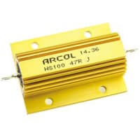 ARCOL Resistor, Wirewound, Res 47 Ohms, Pwr-Rtg 100 W, Tol 5%, Lug, Alum Housed