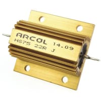 ARCOL HS75 Series Aluminum Housed Axial Panel Mount Resistor, 22Ohms +/-5% 75W