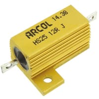 ARCOL HS25 Series Aluminum Housed Axial Panel Mount Resistor, 12Ohms +/-5% 25W