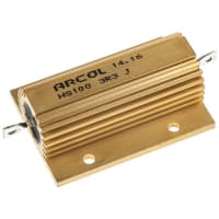 ARCOL HS100 Series Aluminum Housed Axial Panel Mount Resistor, 3.3Ohms +/-5% 100W