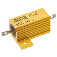 ARCOL HS25 Series Aluminum Housed Axial Panel Mount Resistor, 4.7Ohms +/-5% 25W