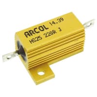 ARCOL HS25 Series Aluminum Housed Axial Panel Mount Resistor, 220Ohms +/-5% 25W