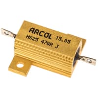 ARCOL HS25 Series Aluminum Housed Axial Panel Mount Resistor, 470Ohms +/-5% 25W