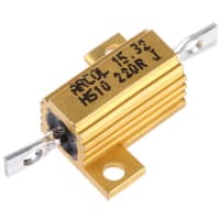 ARCOL HS10 Series Aluminum Housed Axial Panel Mount Resistor, 220Ohms +/-5% 10W