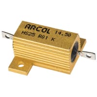 ARCOL HS25 Series Aluminum Housed Axial Panel Mount Resistor, 10mOhms +/-10% 25W