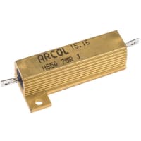 ARCOL HS50 Series Aluminum Housed Axial Panel Mount Resistor, 75Ohms +/-5% 50W