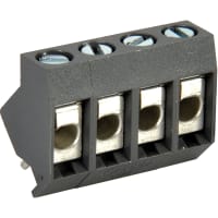 WECO Terminal Block Connector, PCB, Screw, 4, 5 mm, 45 deg, Gray, 26-12 AWG, 20 A, 300 V