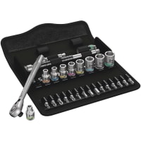 Wera Tools Zyklop Series, Metal Ratchet Set 1/4 28 PCS with Switch LEVER Metric