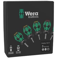 Wera Tools Stubby Set, 5pc Phillips, Slotted, Square