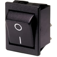 Arcolectric (Bulgin Ltd.) Switch, Rocker;DPDT;(On)-Off-On;16A, 250V;27.30x22.40mm;0.250" QC Tab