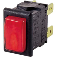 Arcolectric (Bulgin Ltd.) SWITCH, PUSHBUTTON, RECTANGULAR;DPST;ON-OFF, 12A, 250VAC;0.25 IN. QC;ACTUATOR, BLACK