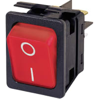 Arcolectric (Bulgin Ltd.) Switch, Rocker;Lit, Amber;DPST;On-Off;20A, 250V;30.10x22.20mm;0.250" QC Tab