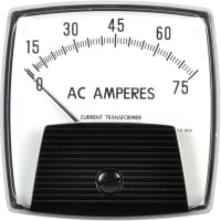 Yokogawa Corporation of America AC Ammeter, Transformer Rtd, IronVane/Pivot&Jewel, 25-500Hz, New Big Look, 2.5 in, 50A