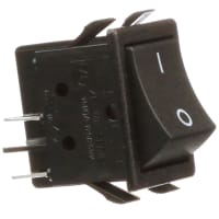 ZF Electronics Switch, Rocker, DPST, ON-OFF, Concave, Non-Illuminated, Black, O/I Legend, 16A, 250VAC, QC