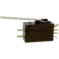 ZF Electronics Switch, Snap Action, DPDT, Straight Lever Actuator, 15A@125/250VAC, 0.1A, 125VAC, QC