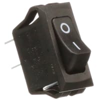 ZF Electronics Switch, Rocker, SPST, ON-OFF, Non-Illum, Black Actuator, O/I Legend, 20A, 125VAC, QC