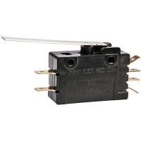 ZF Electronics Switch, Snap Action, DPDT, Straight Lever Actuator, 15A, 125/250VAC, 2A, 48VDC, QC