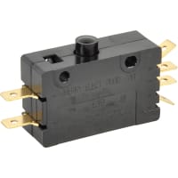 ZF Electronics Switch, Snap Action, DPDT, N.O/N.C, Button Actuator, 15A, 250VAC, QC, E Series