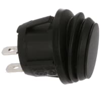 ZF Electronics Switch, Rocker, SPST, ON-OFF, IP65, Round, Non-Illum, Black, No Legend, 16A, 125VAC, QC