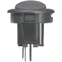 ZF Electronics Switch, Rocker, SPST, ON-OFF, Round, Non-Illuminated, Black, No Legend, 10A, 125VAC, QC