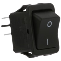 ZF Electronics Switch, Rocker, DPST, ON-OFF, Concave, Non-Illuminated, Black, O/I Legend, 20A, 125VAC, QC