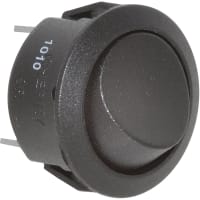 ZF Electronics Switch, Rocker, SPST, ON-ON, Round, Non-Illuminated, Black, No Legend, 20A, 125VAC, QC