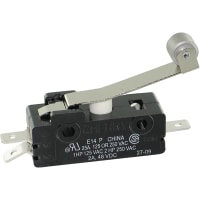 ZF Electronics Switch, Snap Action, SPDT, Roller Actuator, 25A at 125/250VAC, 2A, 48VDC, QC