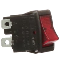 ZF Electronics Switch, Rocker, DPST, ON-OFF, Concave, Illuminated, Neon Red, No Legend, 10A, 125VAC, QC