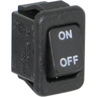 ZF Electronics Switch, Rocker, SPST, ON-OFF, Concave, Non-Illum, Black, ON-OFF Legend, 6A, 125VAC, Solder