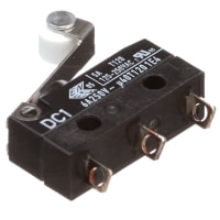 ZF Electronics Switch, Snap Action, SPDT, NO/NC, IP67, Roller Actuator, Silver Alloy, 6A, 250VAC, Solder