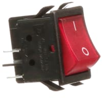 ZF Electronics Switch, Rocker, DPST, ON-OFF, Concave, Illuminated, Neon, Red, O/I Legend, 16A, 125VAC, QC