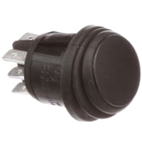 ZF Electronics Switch, Rocker, DPDT, ON-ON, IP65, Round, Non-Illum, Black, No Legend, 16A, 125VAC, QC