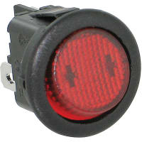 ZF Electronics Switch, Rocker, SPST, ON-OFF, Round, Illuminated, Neon, Red, No Legend, 10A, 125VAC, QC