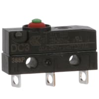 ZF Electronics Switch, Snap Action, SPDT, NO/NC, IP67, Button Actuator, Gold Contact, 100mA, 30VDC, Sdr