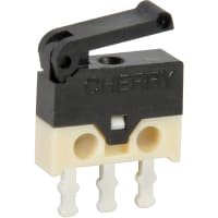 ZF Electronics Switch, Snap Action, SPDT, NO/NC, Lever Actr, Gold Plated Brass, 500mA, 30VDC, Solder