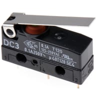 ZF Electronics SPDT-NO/NC Hinge Lever Microswitch, 100 mA @ 30 V dc